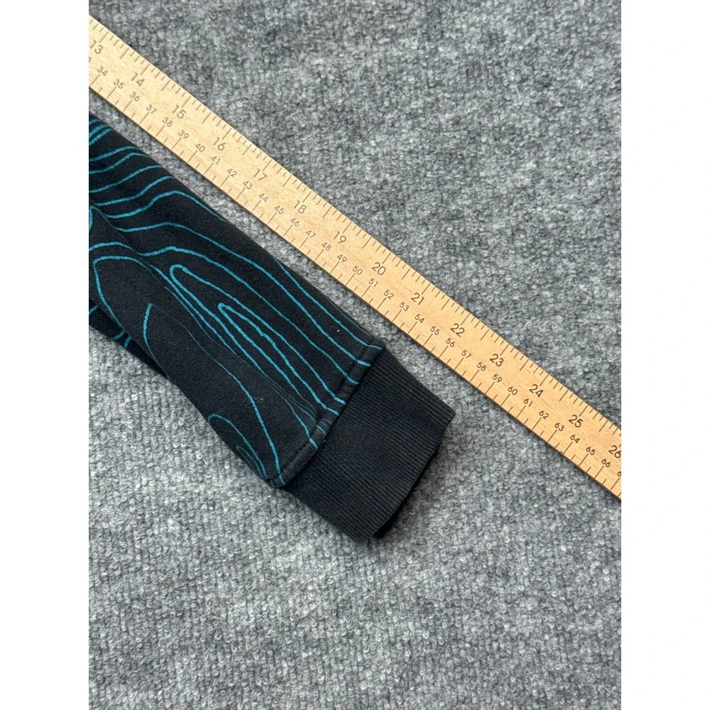Mossimo Boys XL 16 Full Zip Hoodie Black Teal Topo Map Graphic Utility Pocket‎
